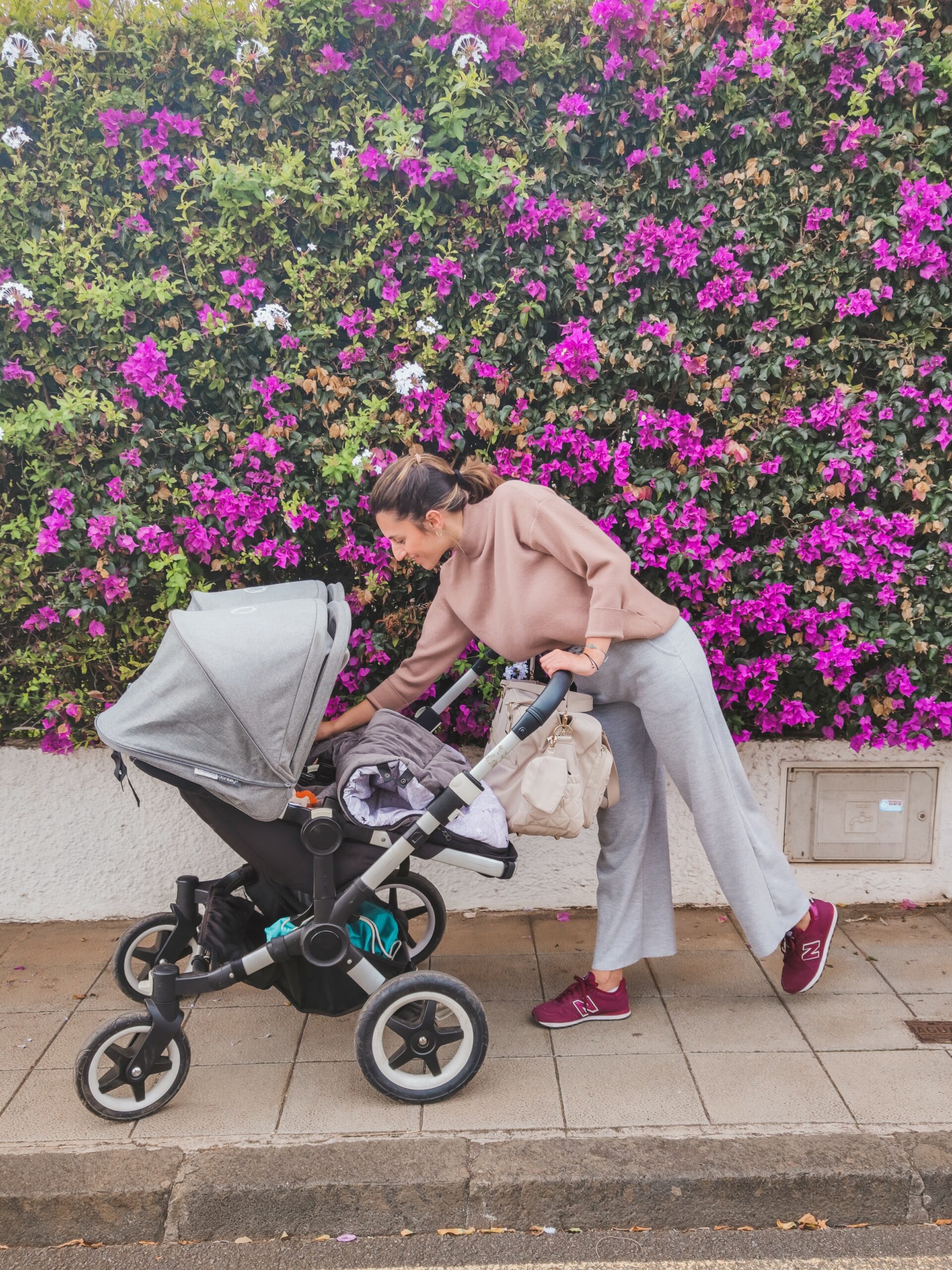 Mamá con bebés en carro bugaboo donkey
